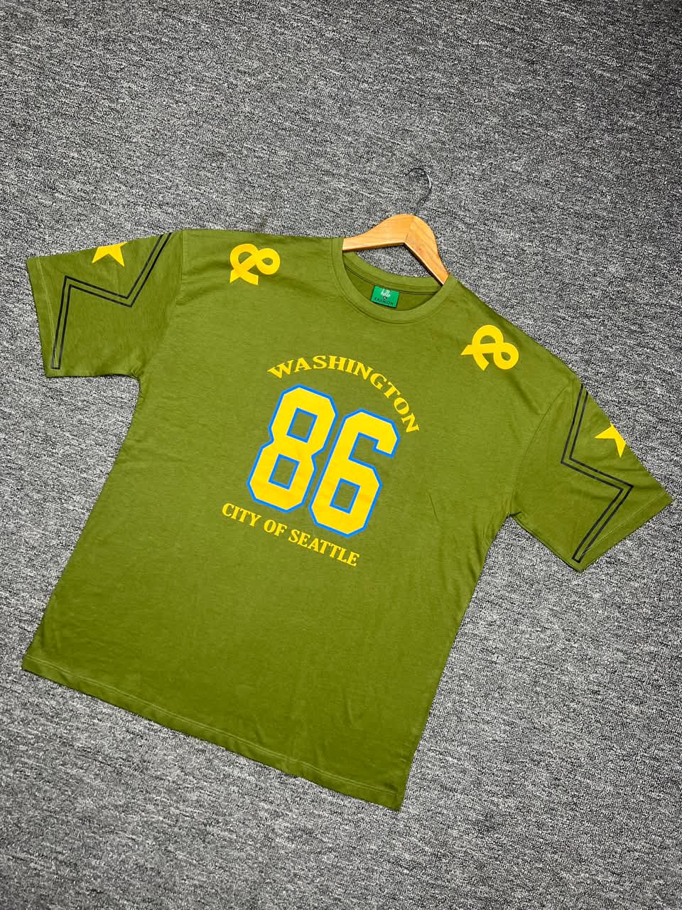 Print Olive Drop Shoulder T-shirt