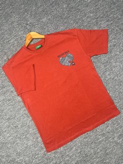 Print Red Drop Shoulder T-shirt