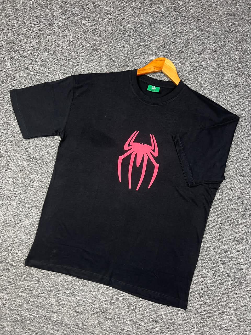 Print Black Drop Shoulder T-shirt